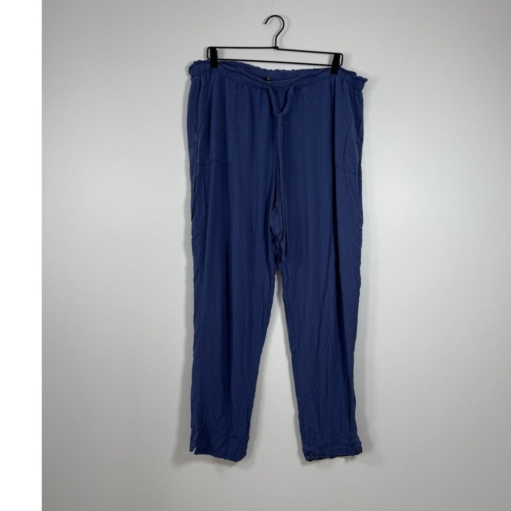 Coastal Boho Rainbow Jogger Pants Women 1X‎ Blue Rayon Elastic Drawstring